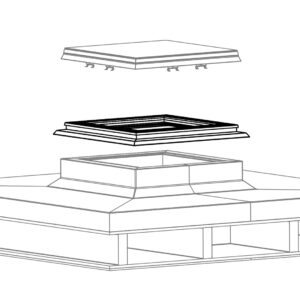 renovatiekader pvc met inserts voor lichtkoepel of platdakraam 0400 x 0400 mm