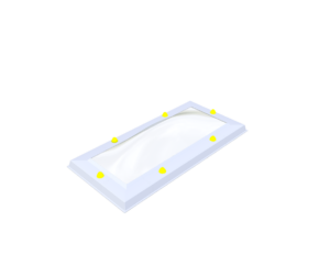 Skylux bolvormige acrylaatkoepel 4W - pmma helder / pmma hel – 3D-weergave Skylux bolvormige acrylaatkoepel 4W - pmma helder / pmma hel – 3D-weergave