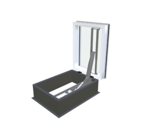 Skylux elektrische daktoegang met metaalopstand met iDome 07 – 3D-weergave Skylux elektrische daktoegang met metaalopstand met iDome 07 – 3D-weergave