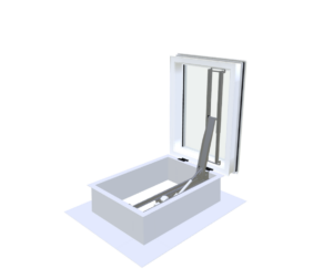 Skylux elektrische daktoegang met po-opstand 30/00 met iDome – 3D-weergave Skylux elektrische daktoegang met po-opstand 30/00 met iDome – 3D-weergave