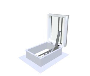 Skylux elektrische daktoegang met po-opstand 30/00 met iWind – 3D-weergave Skylux elektrische daktoegang met po-opstand 30/00 met iWind – 3D-weergave