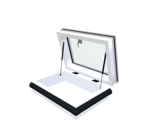 Skylux opengaande pvc-opstand 20/00 met manuele daktoegang i – 3D-weergave Skylux opengaande pvc-opstand 20/00 met manuele daktoegang i – 3D-weergave