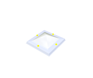 Skylux piramide acrylaatkoepel 2W - pmma helder / pmma helde – 3D-weergave Skylux piramide acrylaatkoepel 2W - pmma helder / pmma helde – 3D-weergave