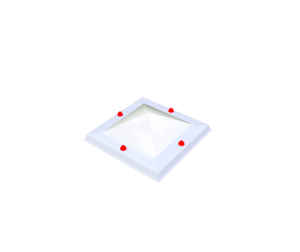 Skylux piramide pantserkoepel 2W - pc helder / pmma helder 0 – 3D-weergave