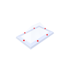Skylux piramide pantserkoepel 3W - pc helder / pmma helder / – 3D-weergave