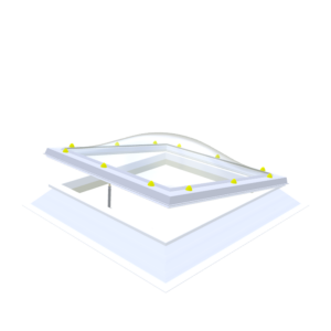 Skylux pvc-opstand opengaand 16/20 – doorsnede met lichtkoepel